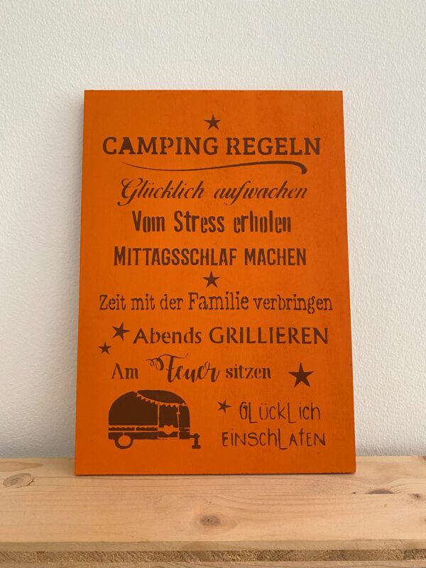 Spruchschild Campingregeln