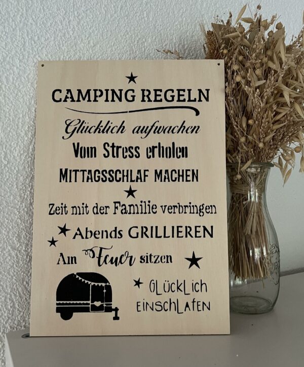 Spruchschild Campingregeln