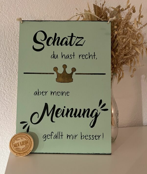 Spruchschild Schatz du hast recht